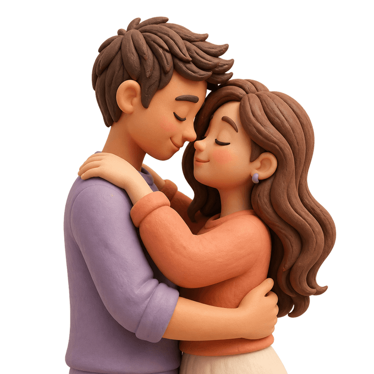 A couple embracing warmly